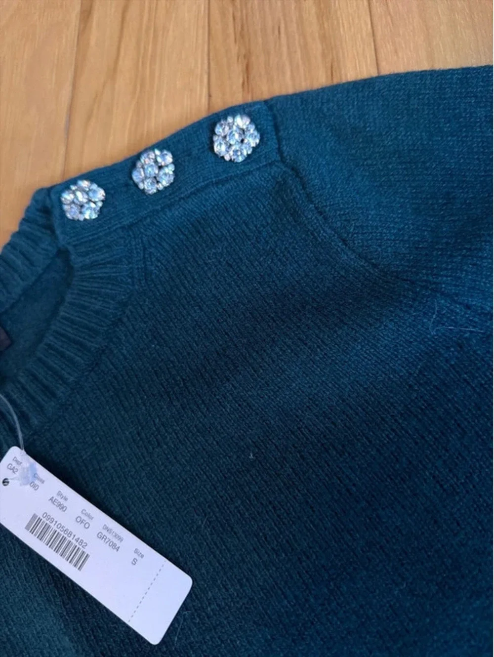 J Crew embellished emerald green sweater! NWT! Small!